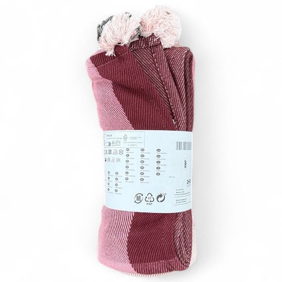 IKEA LINDSVARMARE Multicolor Handmade Throw with Pom-Poms - Picture 3 of 4